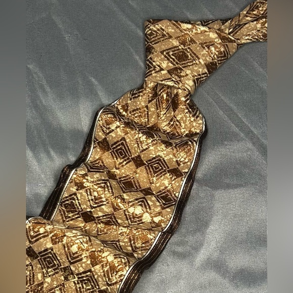 Gianfranco Ferre Other - Men’s Gianfranco Ferre Brown Black Geometric Regular Designer Silk Italy Tie